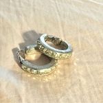 Carnegie vintage silver tone rhinestone clip on hoops Photo 2