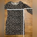 Aryeh knit dress. Cream on black geometric print. Size Medium Photo 7