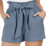 Grace Karin Paperbag Waist Shorts Dusty Blue Women’s Size S Photo 0