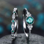 Boutique Women's Green‎ Emerald Ring Set | 925 Sterling Silver Photo 11