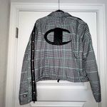 Champion Houndstooth Print Embroidered Logo Button Front Long Sleeve Jacket Size 2X Photo 8