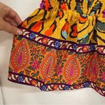 Haute Hippie  Mustard Yellow Floral Print Halter Smocked Boho Blouse L Sleeveless Photo 1