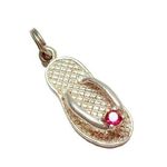 Sterling Silver 925 Cubic Zirconia Flip Flop Sandal Pendant Photo 0