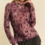 Davi & Dani Floral Mesh Long Sleeve Sheer Layering Top Photo 0