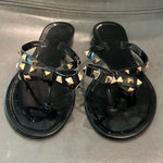 Black and Gold Studded Sandals Rockstud Size 8 Photo 0