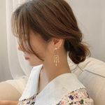 18K Gold Plated Pearl Flower Dangle Drop Earrings for Women Photo 2