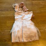 Elegant Pink Feathered Mini Dress Size M Photo 2