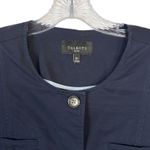 Talbots Petites Navy Cotton Button Blazer sz 16p Cropped Jacket Classic Career Photo 2