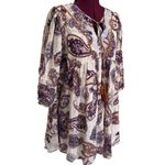 Band of Gypsies BAND OF THE FREE Lyonette Paisley Boho Long Sleeve Mini Babydoll Dress NWT Small Photo 3