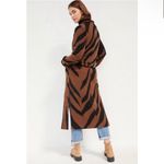 Anthropologie NWT RARE  Vilagallo Rashida Zebra-Striped Coat, Brown | Size 6 Photo 1
