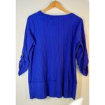 Soft Surroundings Cobalt Blue Boat Neck Top Diagonal Raised Stripes - Size L Photo 1