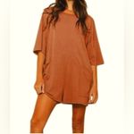 Bucket List Rust Short Sleeve Oversized Romper Orange Size M Photo 5