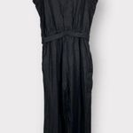 Chaser Jumpsuit Women's Small Black Linen Square Neck Button Front Wide Leg NWT Photo 1