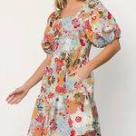 Listicle  Sammy Colorful Flower Print Puff Sleeve Dress Photo 0