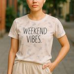 Rae Dunn Weekend Vibes Tie Dye Short Sleeve T Shirt ~ Women's Size LARGE Photo 0