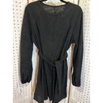 Black Corduroy Long Sleeve Tie Waist Dress Casual Mini Tunic Top Size L Photo 3