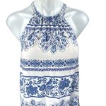 Ann Taylor LOFT White Blue Floral Sleeveless High Neck Midi Shift Dress Size XS Photo 2