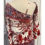 Free People  Mini Dress Sz MED Modern Nomad Off-Shoulder Floral Boho Bell Sleeve Photo 6