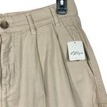 Free People  SZ 8 Billie Chino Shorts Hi-Rise Pleated Pockets Zip-Fly Almond Milk Photo 1