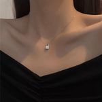 925 silver Plated Lock Chain Necklace Photo 2