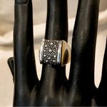 MICHAEL DAWKINS Sterling Silver Starry Night Oxidized Caviar Accented Ring Sz 5 Photo 3