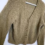 Sanctuary Social Standard by Olive Green Cardigan Sweater M Boucle Cropped Cozy Photo 2