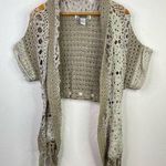 Curio Y2K Crochet Lace Fringe Short Sleeve Sweater Wrap Boho Granny Western M Size M Photo 0