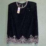 Laurence Kazar NEW beaded lace top vintage • black tie evening elegant formal Photo 2
