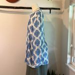 Nanette Lepore  Blue Print Lightweight Summer Beach Tunic Blouse Cover Up Size L Photo 4