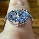 Genuine Tanzanite Black Spinel Sterling Silver Heart Ring Size 8 Photo 1