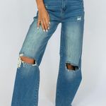 Pink Lily High Waisted Medium Wash Distressed Wide Leg Jeans Size 29 0634W Photo 1