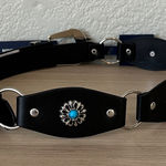 White Mountain  Black Belt with Turquoise pearls and silver accents and buckle Photo 0