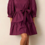 Entro Fire And Rain Plum Bishop Sleeve Mini Dress Photo 0