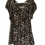 Style & Co Brown / Black Short Sleeve Blouse Size XL Photo 0
