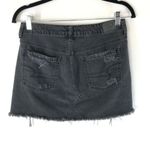 American Eagle Womens Denim Pencil Skirt Black Button Fly Frayed Distressed 6 Photo 1