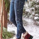 Driftwood - Marilyn Skinny Jeans Floral Embroidered Denim Stretch Blue Boho Photo 0