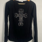 Charlotte Russe Vintage deadstock 90s/y2k sheer lightweight  black cross shirt Photo 0