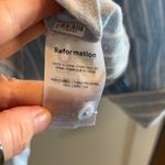 Reformation  Blue White Stripe Linen Blend Cropped Tie Front Shirt Size S‎ Photo 2