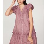 Sea Heidi Heart Quilt Petal Sleeve Tiered Rose Pink Mini Dress Size Small Photo 3