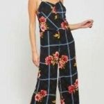 Topshop  BLACK GRID PLAID FLORAL JUMPSUIT Photo 1