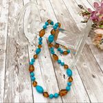 J.O.A. Rivers Dyed Turquoise/Amber Glass Necklace Photo 4