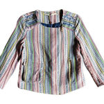 Twelfth Street By Cynthia Vincent Multicolored Knit Cropped Jacket Size 6 White Photo 0