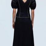 Madewell Puff-Sleeve Drop-Waist Midi Dress Size: 0, NWT Photo 1