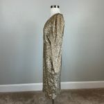 Donna Karan  Gold Sequined Long Sleeve Midi Sheath Cocktail Dress Size 10 Photo 4