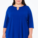 Belle by Kim Gravel Blue 3/4 Sleeve Blouse Top Women's Size 1X Stretch NWOT Photo 0