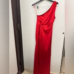 ZARA Elegant ASYMMETRIC LONG RED SATIN One-Shoulder Jumpsuit XS Photo 6
