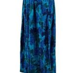 Vintage Printed Camo Floral Midi Skirt Pleated Blue Green Teal Size 4 Photo 0