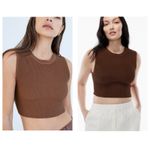 Aritzia Babaton Sculpt Knit Muscle Tank Size Small Brown Cropped Quiet Luxury Photo 0