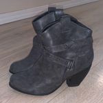 Faded Glory  Gray Metallic Heeled Ankle Boots Block Moto Boho Photo 0