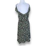 Topshop Dress Black Yellow Green Floral Ruffled Vneckline Sleeveless Wrap Midi Photo 2
